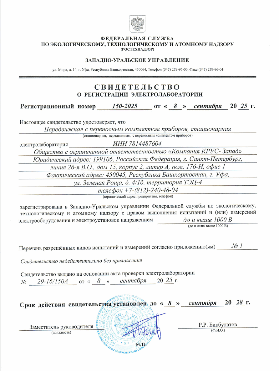 ЭТЛ Свидетельство